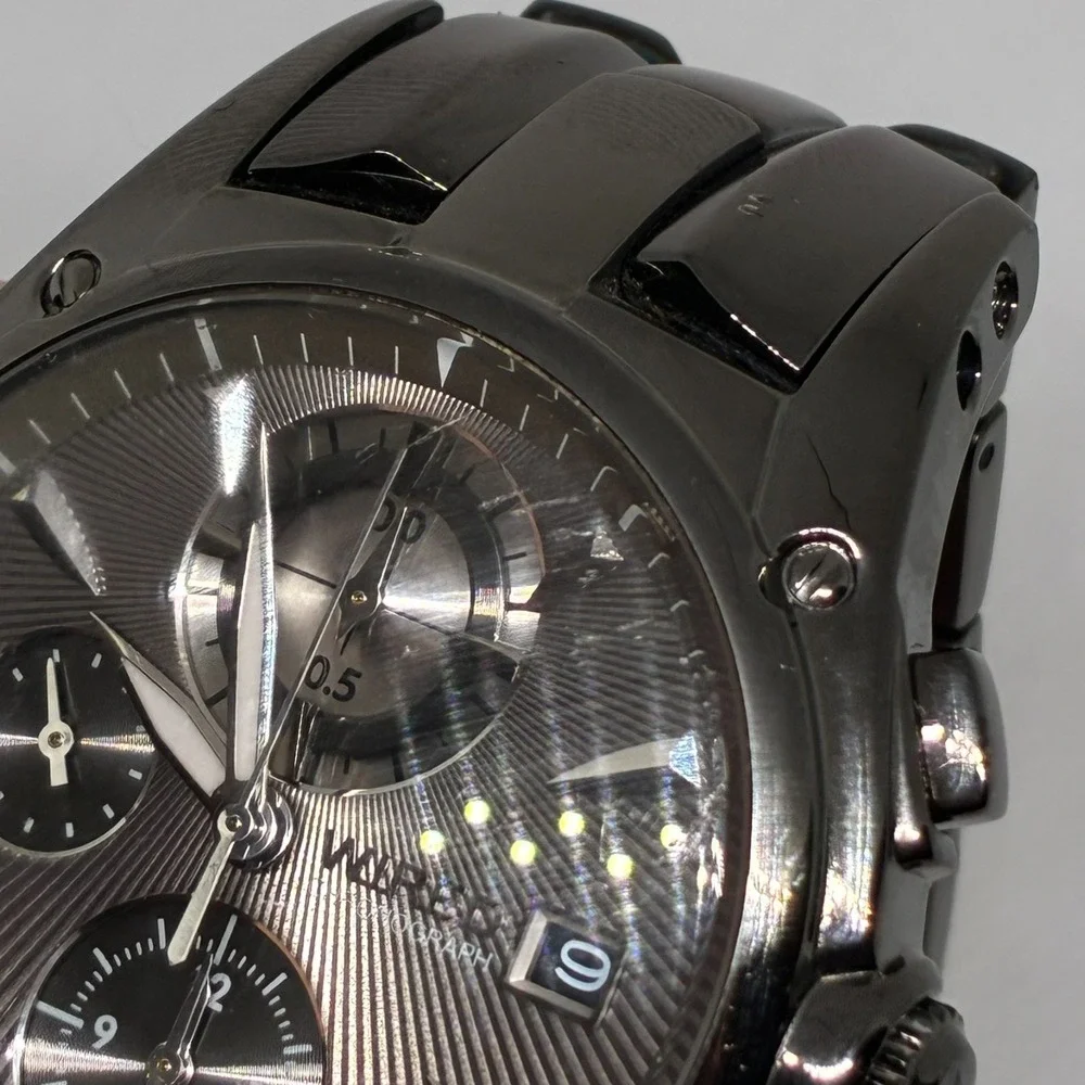 Seiko WIRED Chronograph 7T92-0GK0 Black IP Stainless Steel Quartz Men's Watch